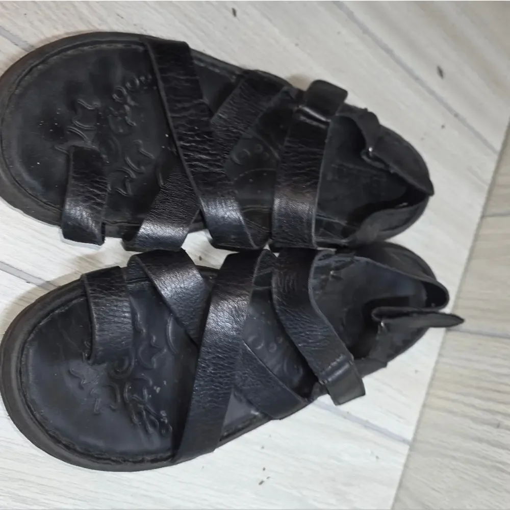 Born Black Leather Womens Strappy Sandals Size 9 Comfort Stylish Summer